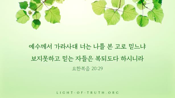 요한복음 20:29 - 보지 못하고 믿는 자는 복되다